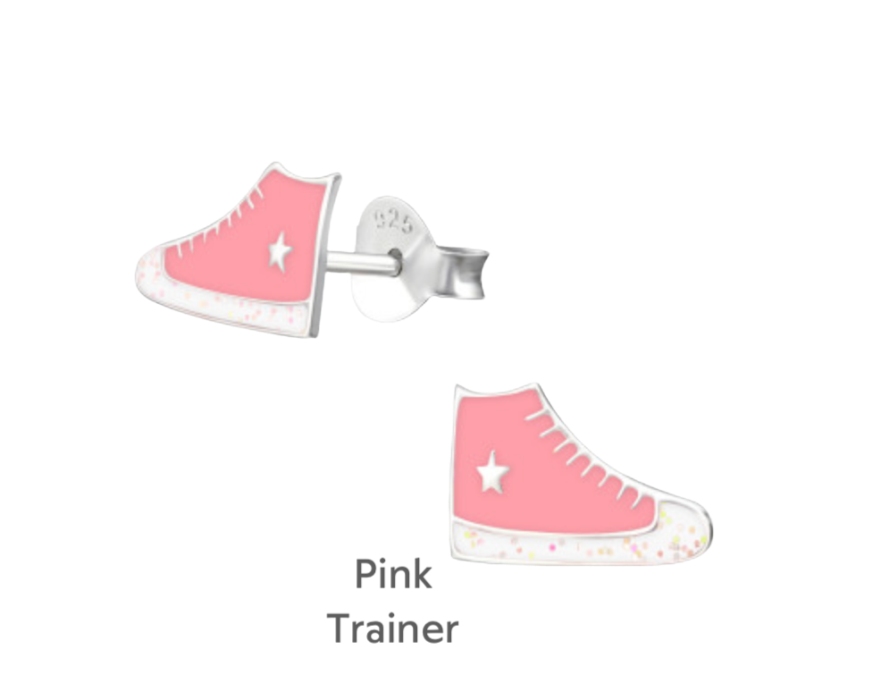 a pair of pink and white shoes with stars on them