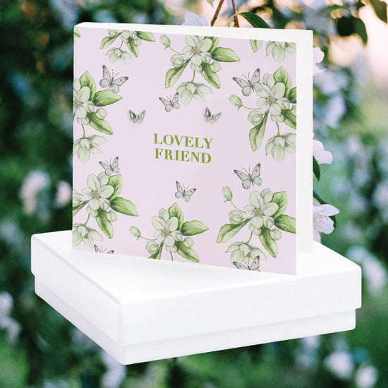 Lovely Friend Boxed Card with Sterling Silver Stud Earrings