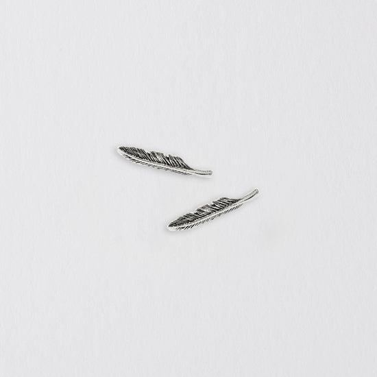 Feather Silver Ear Studs Earrings Crumble and Core   