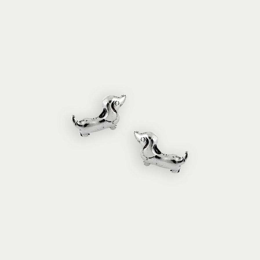 Sausage Dog Silver Ear Stud Earrings Crumble and Core   