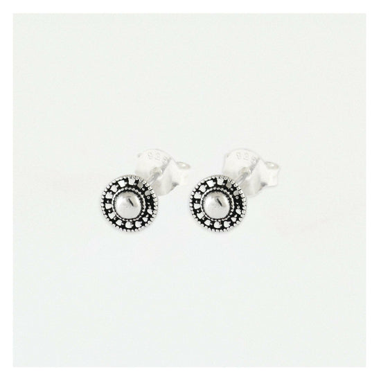 Domed Silver Ear Studs Jewelry Crumble and Core   