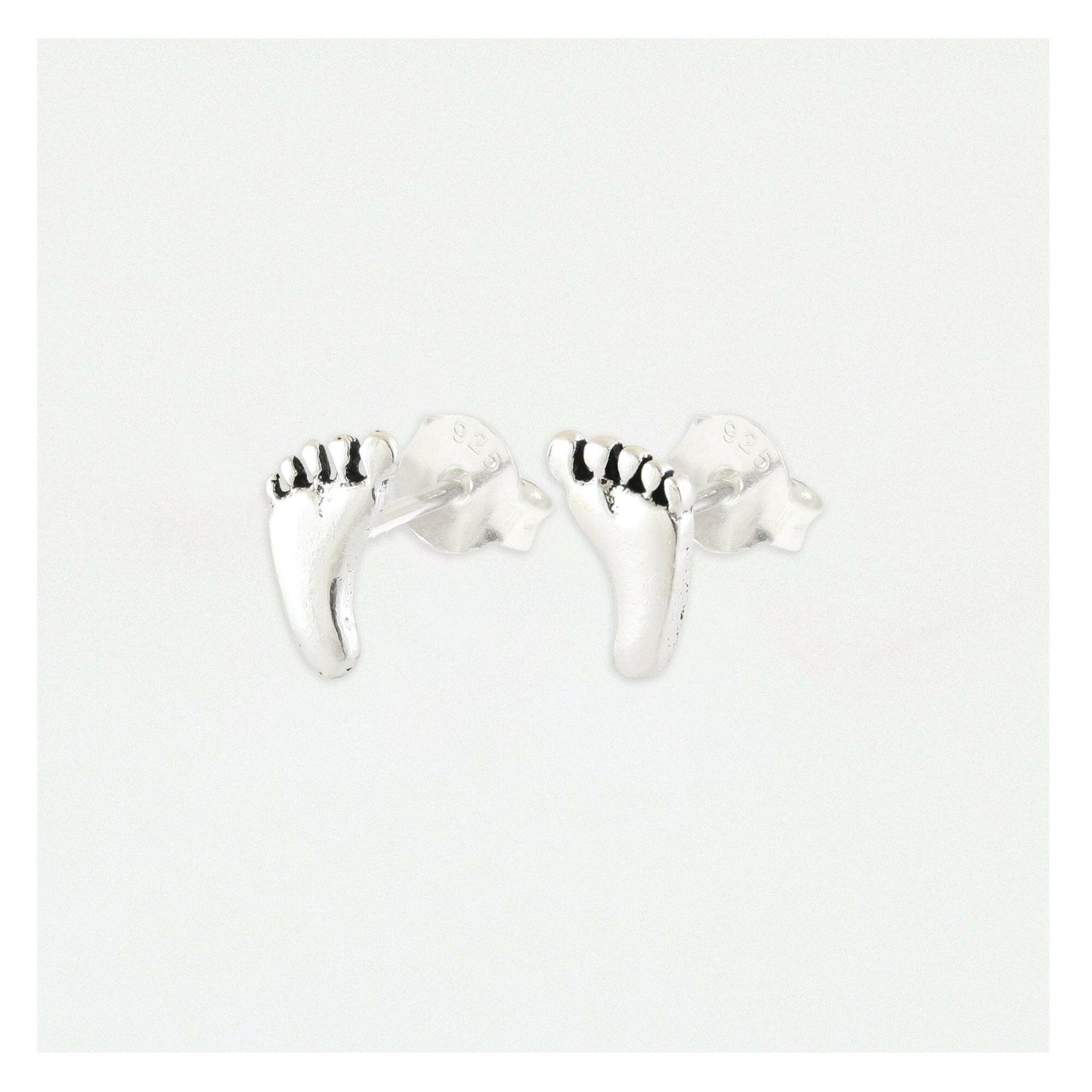 Feet Silver Ear Studs Earrings Crumble and Core   