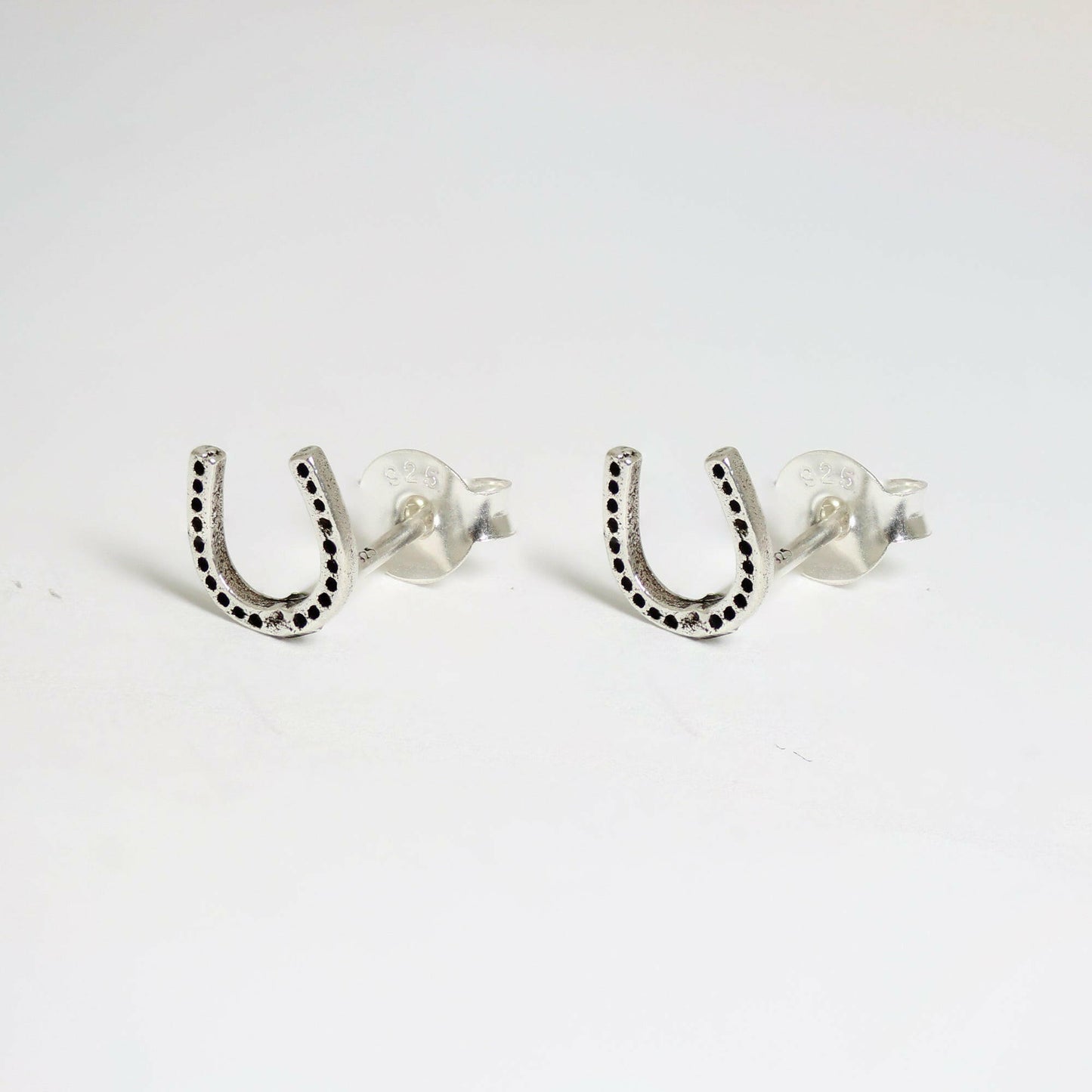 Horse Shoe Silver Ear Studs Earrings Crumble and Core   