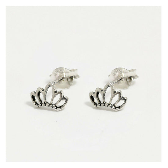 Lotus Flower Silver Ear Studs All Products Crumble and Core   