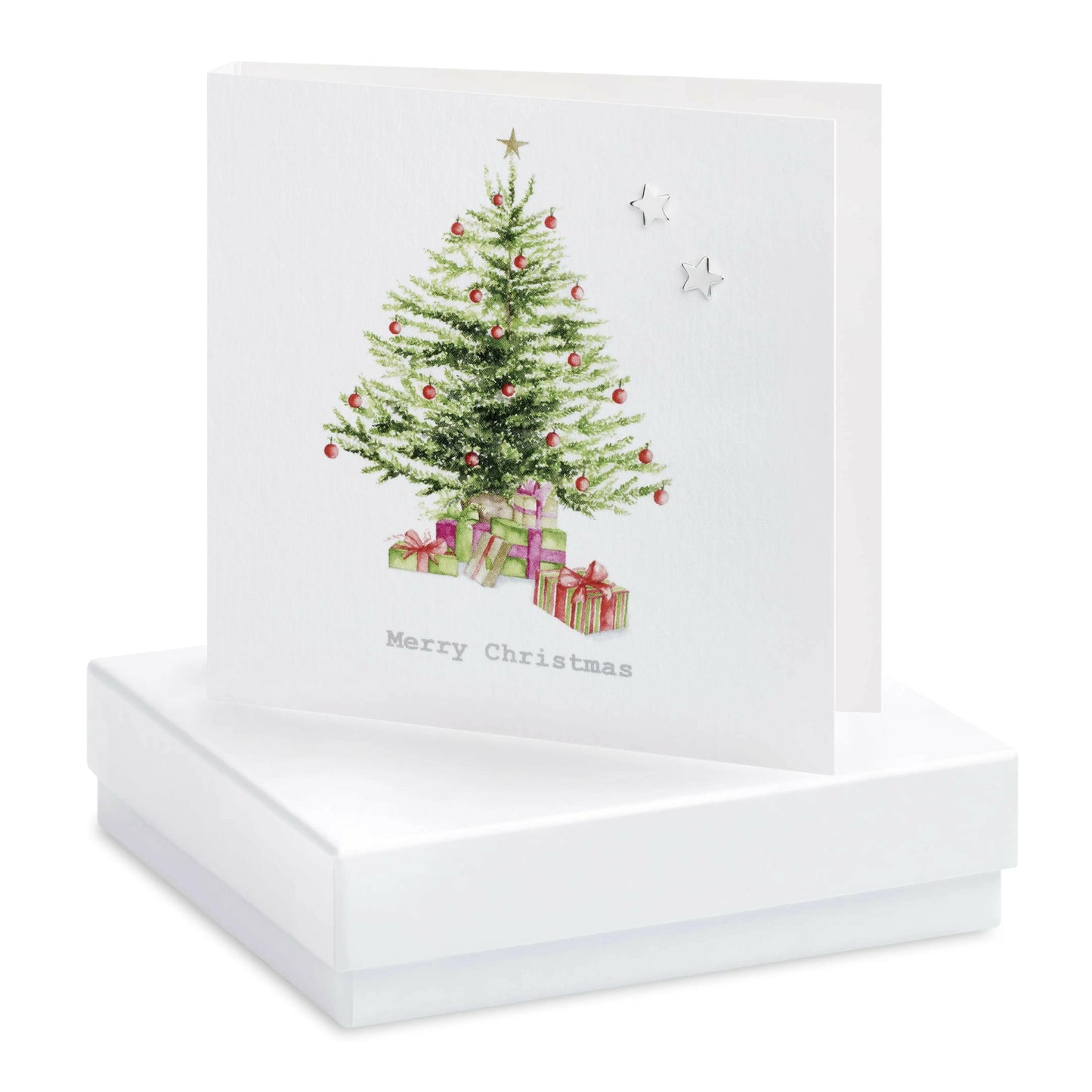 Boxed Christmas Tree Earring Card Earrings Crumble and Core White  