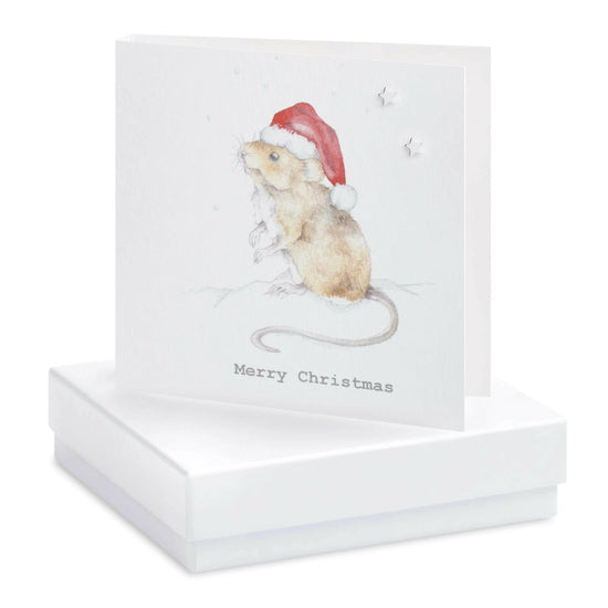 Boxed Christmas Mouse Earring Card Earrings Crumble and Core White  