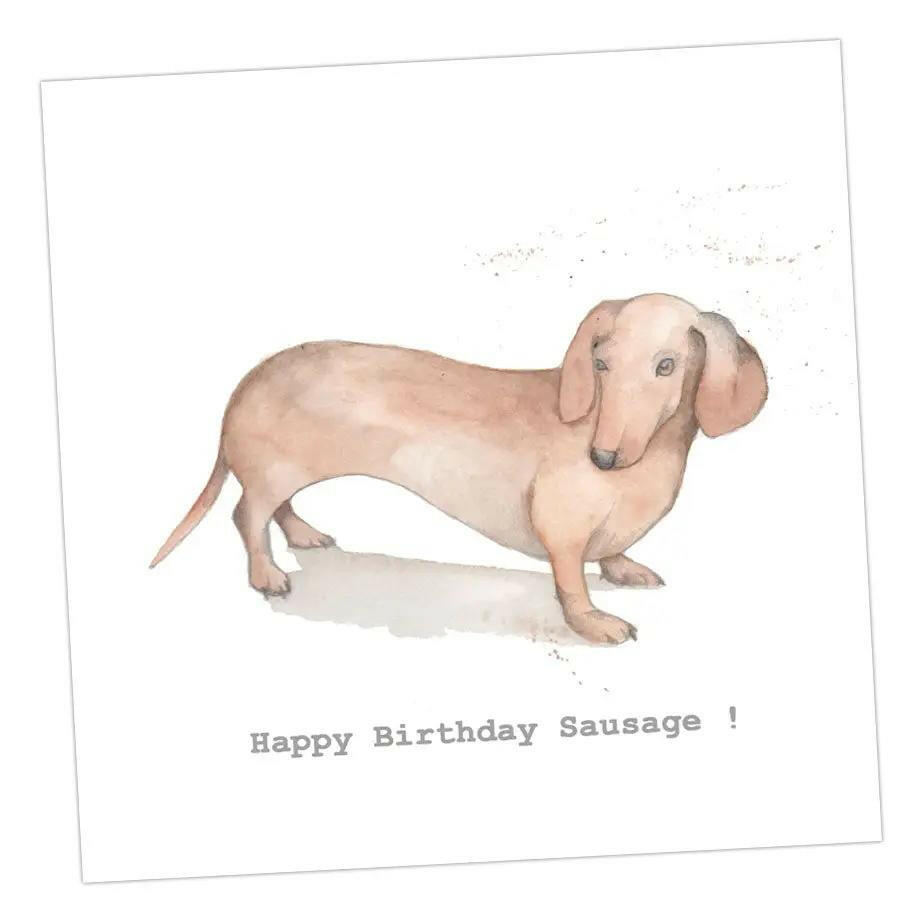 Happy Birthday Sausage Dog Card Greeting & Note Cards Crumble and Core 12 x 12 cm  