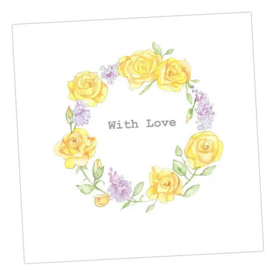 With Love Floral Rose Wreath Greeting & Note Cards Crumble and Core 12 x 12 cm  