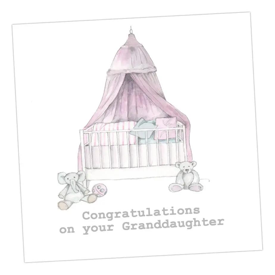 Pink Cot Granddaughter Greeting & Note Cards Crumble and Core 12 x 12 cm  