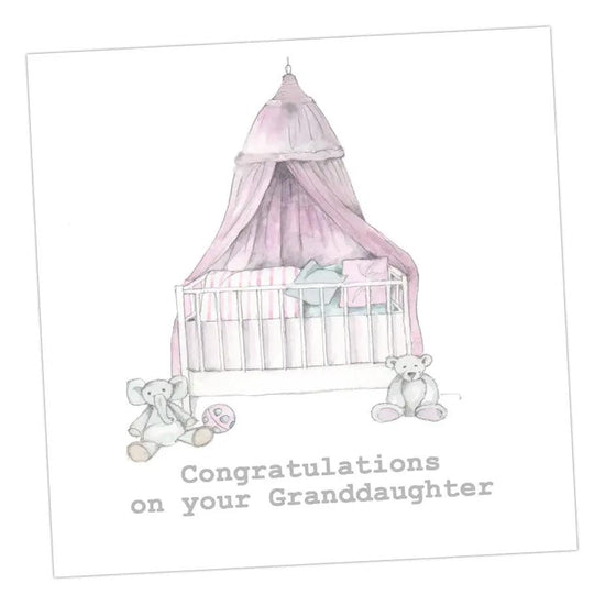 Pink Cot Granddaughter Greeting & Note Cards Crumble and Core 12 x 12 cm  