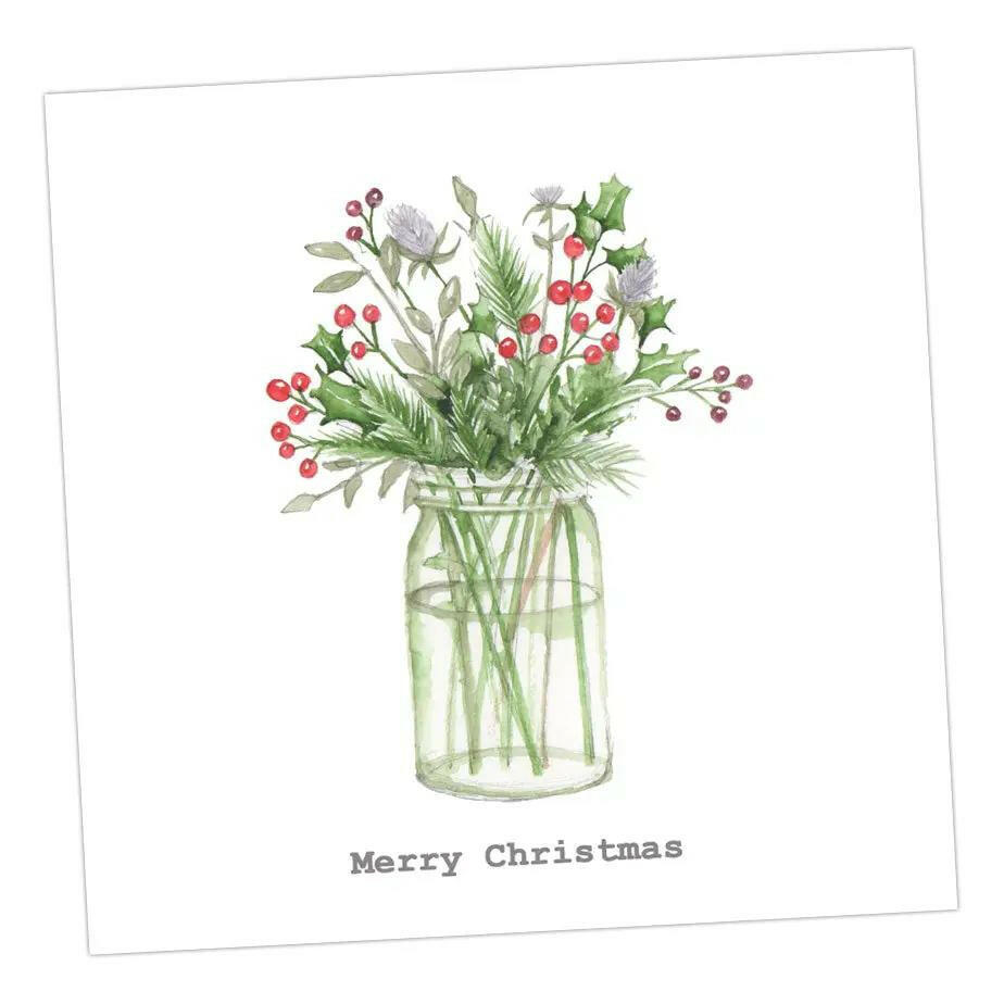 Flower Jar Christmas Card Greeting & Note Cards Crumble and Core 12 x 12 cm  