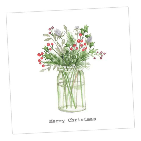 Flower Jar Christmas Card Greeting & Note Cards Crumble and Core 12 x 12 cm  