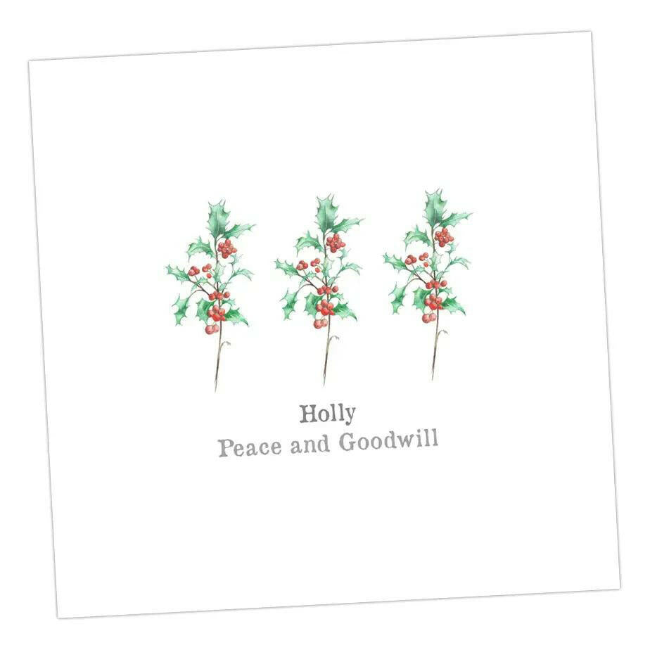 Christmas Holly Greeting Card Greeting & Note Cards Crumble and Core 12 x 12 cm  