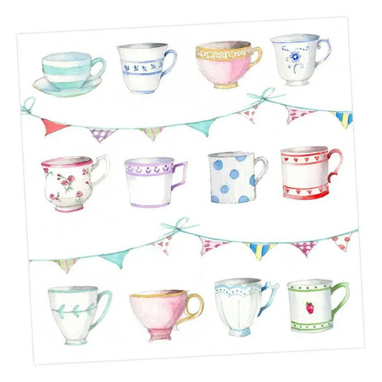 Teacups and Bunting Card Greeting & Note Cards Crumble and Core 12 x 12 cm  