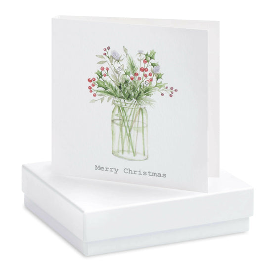 Boxed Merry Christmas Jar Earring Card Earrings Crumble and Core White  