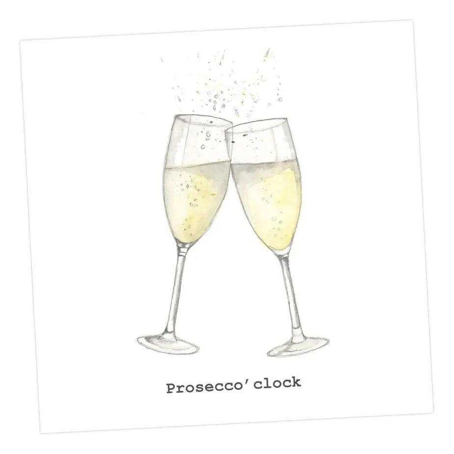 Prosecco'clock Card Greeting & Note Cards Crumble and Core 12 x 12 cm  