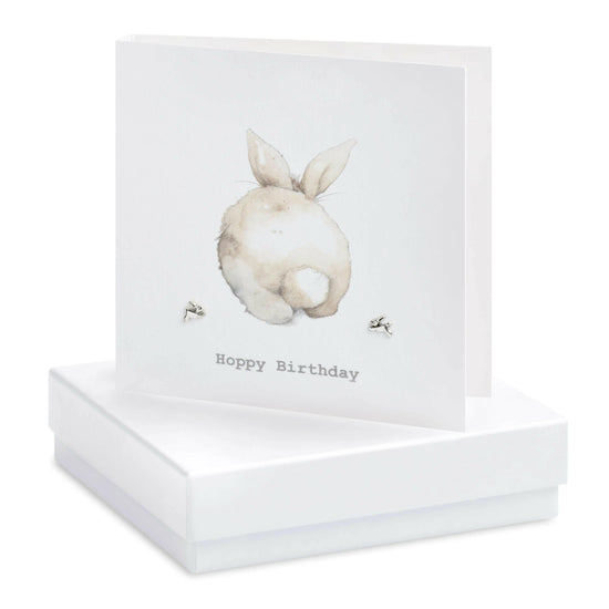 Boxed Bertie Bunny Hoppy Birthday Earring Card Earrings Crumble and Core White  