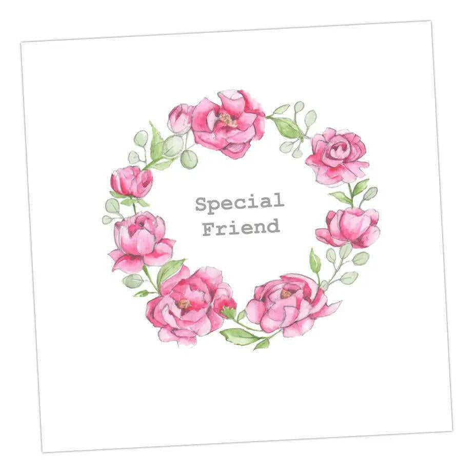 Special Friend Floral Wreath Greeting & Note Cards Crumble and Core 12 x 12 cm  