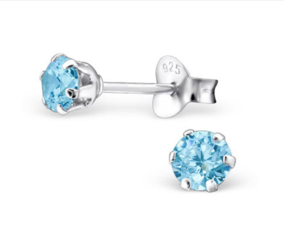 Aquamarine Silver Ear Studs Earrings Crumble and Core   