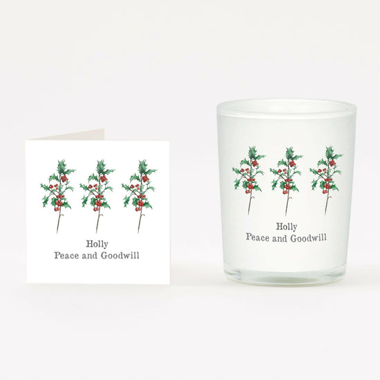 Christmas Holly Boxed Candle and Card Candles Crumble and Core   