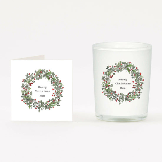 Christmas Wreath Mum Boxed Candle and Card Candles Crumble and Core   