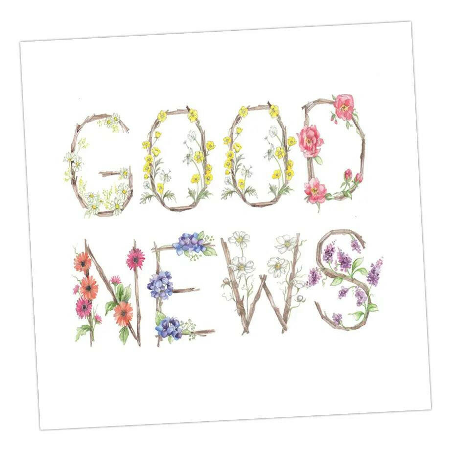 Floral Letters Good News Greeting & Note Cards Crumble and Core   