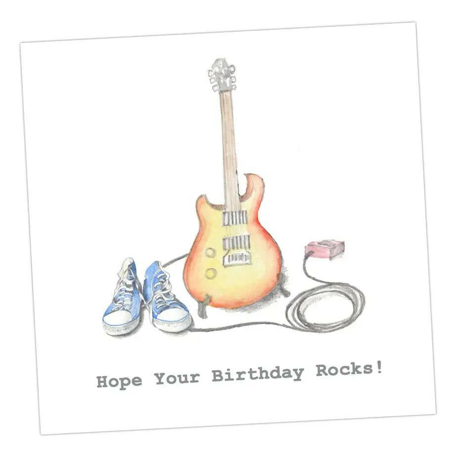 Guitar Birthday  Card Greeting & Note Cards Crumble and Core   