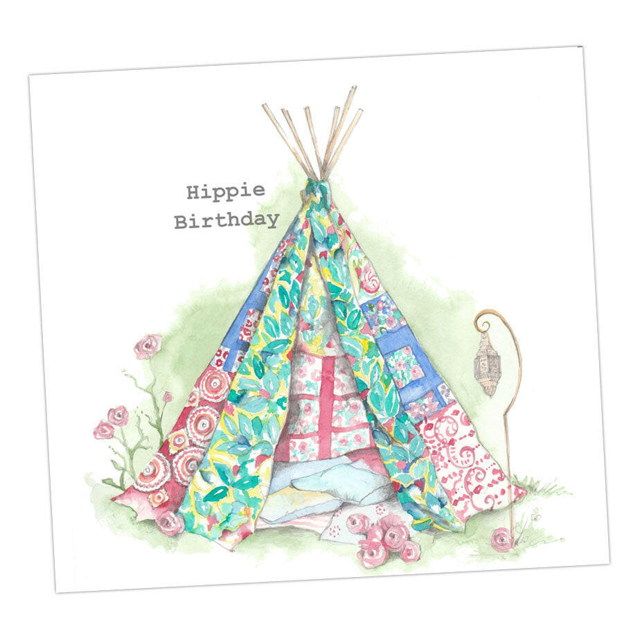 Bell Tent Hippie Birthday Card Greeting & Note Cards Crumble and Core   