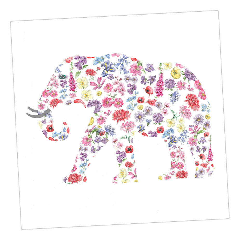 Cut Out Floral Elephant Greeting Card Greeting & Note Cards Crumble and Core   